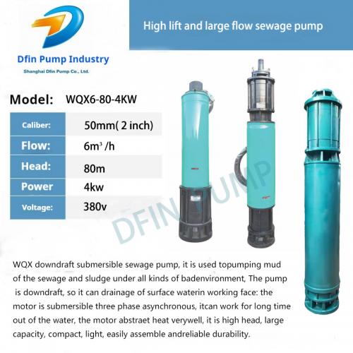 Wqx6-80-4kw Portable Built-in Submersible Sewage Pump for High-Lift Projects